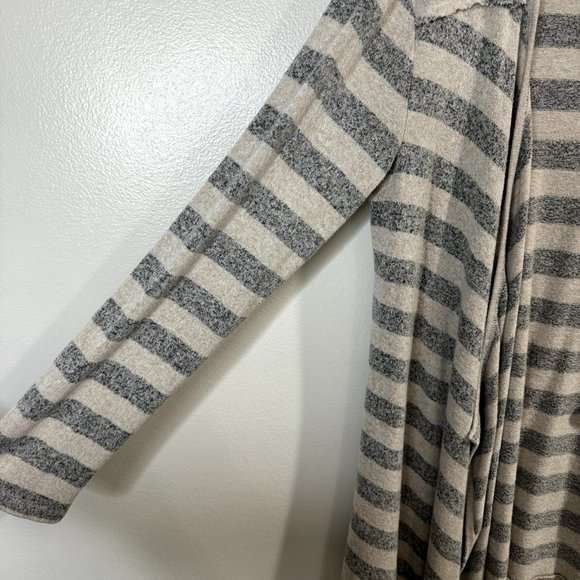 Knox Rose Cardigan Sweater Size Small S White Gray Striped French Terry - Picture 5 of 9